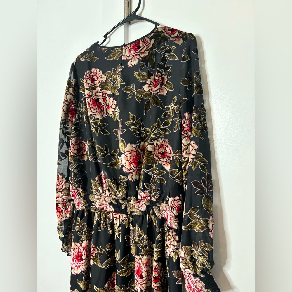 Vince Camuto Black Floral Long Sleeve Dress - Picture 7 of 10